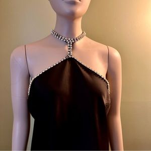 DANNIJO - $595 EMBELLISHED BLACK A-LINE MINI DRESS, Size Large, NWT